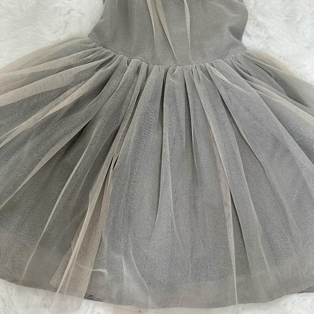H&M Girls Gray Tulle Party Dress with Floral Accent - Picture 2 of 11
